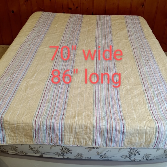 Pottery Barn Yellow Cotton Stripe Hand-stitched Quilt - Picture 15 of 15